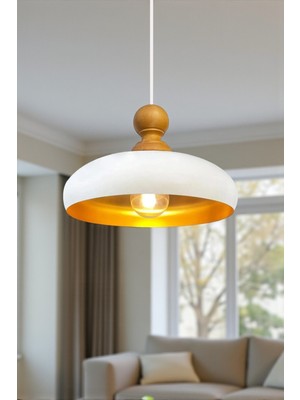 Normadia Beyaz Sarkıt Ahşap Avize, Iç Mekan Aydınlatma, Dekoratif Mutfak ve Ofis Işığı