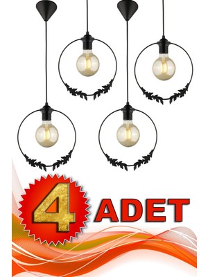 Normadia 4'lü Siyah Modern Avize Seti, Şık ve Estetik Aydınlatma