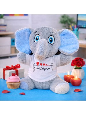 Erseyy Seni Seviyorum Tişörtlü Peluş Oyuncak Fil