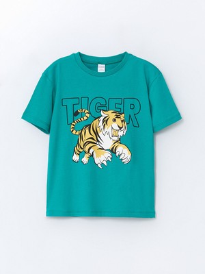 Lc Waikiki Yeni Sezon Bisiklet Yaka Baskılı Penye Erkek Çocuk Tişört