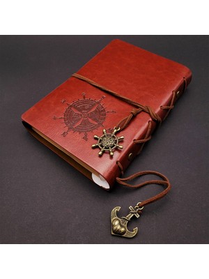 Erseyy Kahverengi Pusula Temalı Deri Defter