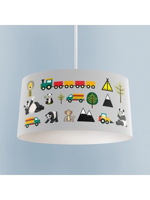 Normadia Arabalar ve Panda Desenli Bebek ve Çocuk Odası Avizesi, Şık ve Sevimli Tasarım