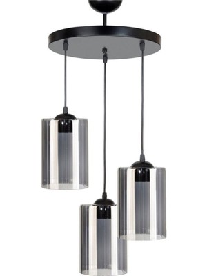 Normadia Şık Füme Camlı Üçlü Avize, Modern ve Zarif Aydınlatma Seçeneği