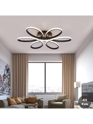 Normadia 45 cm Siyah Beyaz LED Papatya Avize, Modern ve Şık Tavan Aydınlatması