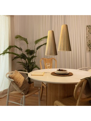 Normadia 2’li Rafya, Bohem, Rustik, Jüt, Doğal, Hasır ve Bambu Avize Takımı