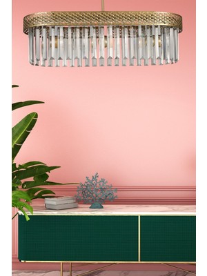 Normadia Elips Lux Kristal Eskitme 3’lü Sitrus Avize, Zarif ve Şık Tasarım