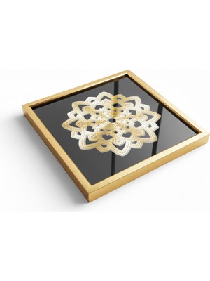 Opulent Lotus Frame – Gold & Silver Edition –  (Lotus Çiçeği Motifiyle Spiritüel Lüks) 3 Boyutlu 4 Katlı Altın-Gümüş Görünümlü Mandala Desen Camlı ve Lüx Çerçeveli Tablolar...