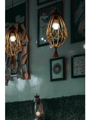 Normadia Modern Bambu Avize, Hasır Sarkıt, 20X35CM, Şık ve Doğal Aydınlatma