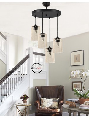 Normadia Şık Cam Lüx 4 Antre Avize, Salon ve Dekorasyon Için Zarif Aydınlatma