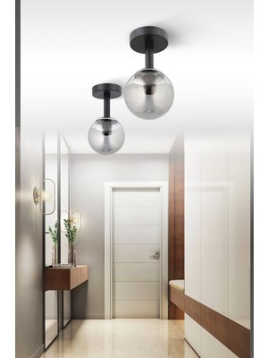 Normadia Şık Füme Cam Glob Plafonyer, Modern ve Zarif Tasarım