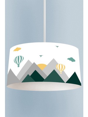 Normadia Yeşil Kuş Vadisi Dağ Desenli Çocuk ve Bebek Odası Sarkıt Avize