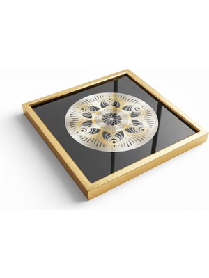 Omsa Grup Aurum Argentumque Lux (Altın ve Gümüş Işığı) – Işık ve Metallic Işıltı Vurgusu, Siyah Zemindeki Kontrastı… 3 Boyutlu 4 Katlı Altın-Gümüş Görünümlü Mandala Desen Camlı ve Lüx Çerçeveli Tablolar...