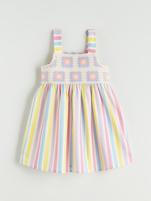 Lc Waikiki Yeni Sezon Kare Yaka Kız Çocuk Keten Elbise