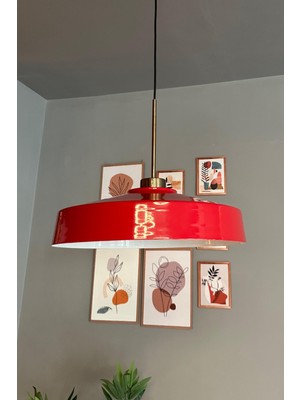 Normadia Kırmızı Tekli Eskitme Sarkıt Avize, Retro Tarz, Ofis ve Salon Dekoru