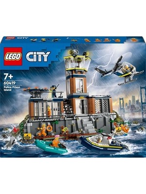 Storemax City Hapishane Adası 60419-7 Yaş ve Üstü Kız ve Erkek Çocuklar İçin, Gemi 7 Figür ve Köpek, Köpekbalığı Figürleri İçeren Araç Seti, Doğum Günü Hediyesi Fikri (980 Parça)