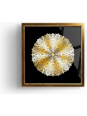 Omsa Grup Armonia Oro-Argento Lusso (Altın-Gümüş Uyum Lüksü) – Uyum ve Lüks Birleşimi, Framed Sanat Eseri. 3 Boyutlu 4 Katlı Altın-Gümüş Görünümlü Mandala Desen Camlı ve Lüx Çerçeveli Tablolar...