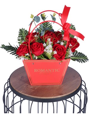 Yapay Çiçek Sitesi Yapay Çiçekli Romantic Çantalı Aranjman Model 30