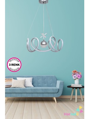 Normadia 3 Renk Yanabilen Modern Ledli Camlı Şeker Avize