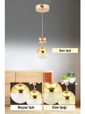 Normadia Modern 3 Renk Ledli Kelebek Tekli Avize, Şık ve Zarif Tasarım