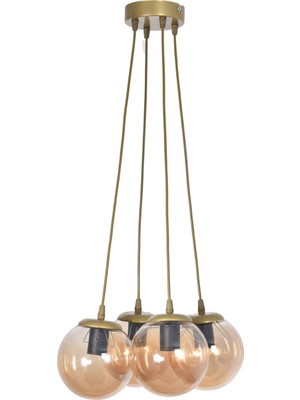 Normadia Modern 4’lü Bal Camlı Eskitme Renkli Avize, Salon, Mutfak ve Yatak Odası Için
