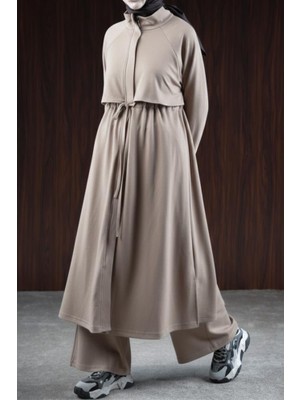 Ande Tesettür Beli Bağlamalı Oysho Takım - Bej