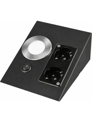 Cata CT-5110 Tezgâh Aydınlatma – Çift Prizli | 5W Beyaz Işık | Siyah Kasa | Fonksiyonel Mutfak Aydınlatması