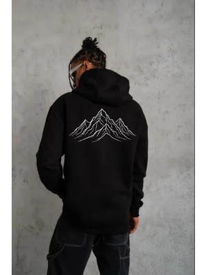 Erkek Nihilist Penguen Özel Tasarım Oversize Kapüşonlu Sweatshirt - Siyah