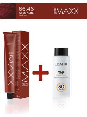 Maxx Deluxe Tüp Boya 60 ml - 20 V Oksidan 60 ml 66.46 Ateş Kızılı