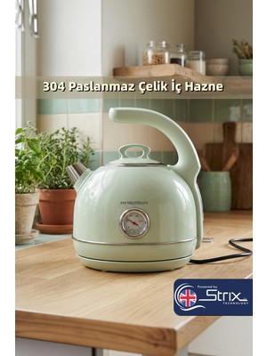 Premier PRK 1215C Retro Tasarımlı Analog Göstergeli Paslanmaz Çelik Hazneli Su Isıtıcısı Cool Touch Kettle