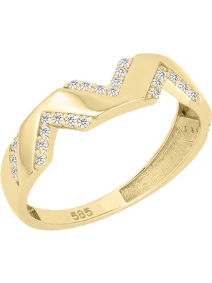 Hakan Mücevherat Taşlı V Model 14 Ayar Altın Yüzük