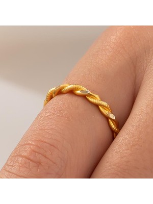 Hakan Mücevherat Ikili Burma 14 Ayar Altın Yüzük