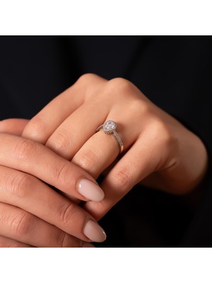 Hakan Mücevherat Damla Model 14 Ayar Beyaz Altın Yüzük