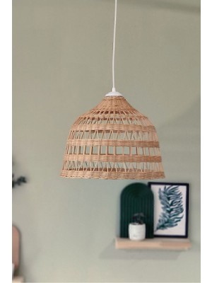 Normadia Beyaz Duy Rattan Avize, Bambu Hasır Aydınlatma, Şık ve Doğal Tasarım