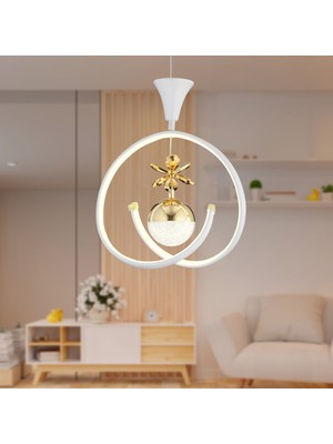 Normadia Modern 36W Beyaz Gold Renkli LED Oturma Odası ve Koridor Avizesi