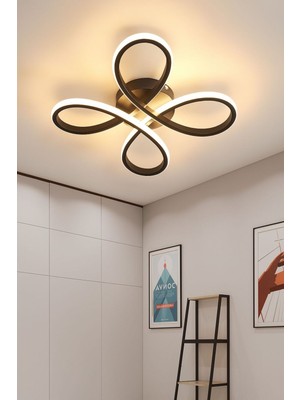 Normadia Salda Modern Siyah Plafonyer, Beyaz Ledli, 40 cm Çap, Şık ve Modern Tasarım