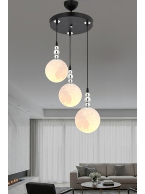 Normadia Modern 3’lü Sarkıt Avize, 3 Boyutlu Başlık, Salon, Mutfak, Yatak Odası Için