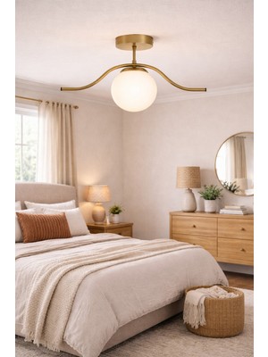 Normadia Şık Eskitme Beyaz Camlı Tekli Avize, Modern ve Şık Tasarım