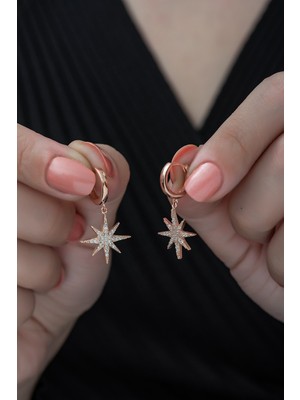 Nereze 925 Ayar Kutup Yıldızı Küpe Kadın Gümüş Küpe