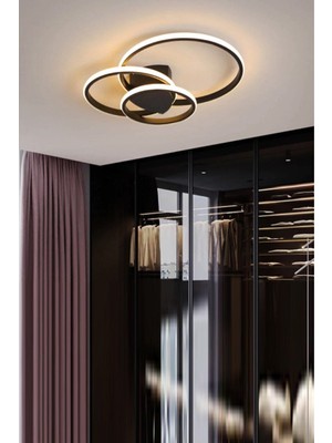 Normadia Şık Siyah Kasa Beyaz Ledli Üçlü Avize, Modern ve Şık Tasarım