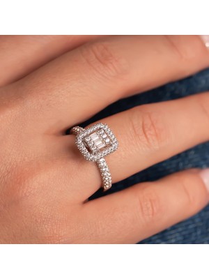 Hakan Mücevherat Kenarı Taşlı Baget 14 Ayar Altın Yüzük