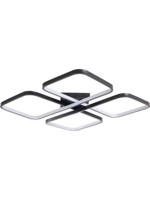 Normadia Modern Siyah Yemek Masası Üstü ve 4'lü Beyaz LED Avize Seti