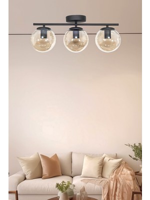 Normadia Modern Siyah 3'lü Avize, Salon, Mutfak, Yatak Odası ve Giyinme Odası Için