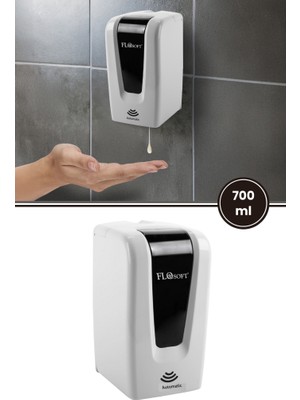Flosoft Vera Otomatik Sıvı Sabunluk ve Dezenfektan Verici 700ML, Fotoselli Sensörlü Sabunluk F208 Beyaz