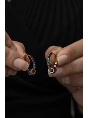 Nereze 925 Ayar Renk Geçişli Halka Tasarım Küpe Kadın Gümüş Küpe