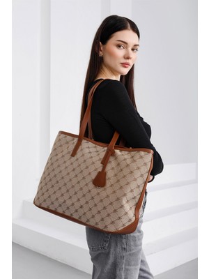 Shule Bags Michelle Monogram Omuz Çantası Taba