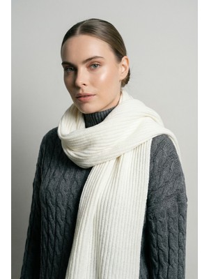 Shophia Kadın Triko Örgü Atkı - Ekru