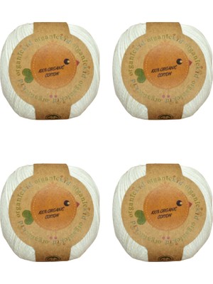Organickid Organik Pamuk El Örgü İpi Kırık Beyaz - Panna 4'lü Paket