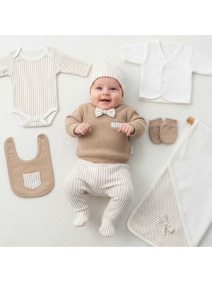 Baby Zuhu 10 Parça Erkek Bebek Papyonlu Yenidoğan Zıbın Seti %100 Pamuktan