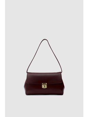 Shule Bags Lauren City Baget Çanta Bordo Suni Deri Ergonomik Tasarım ile Şık Kullanım