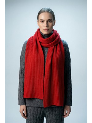 Shophia Kadın Triko Örgü Atkı - Kırmızı